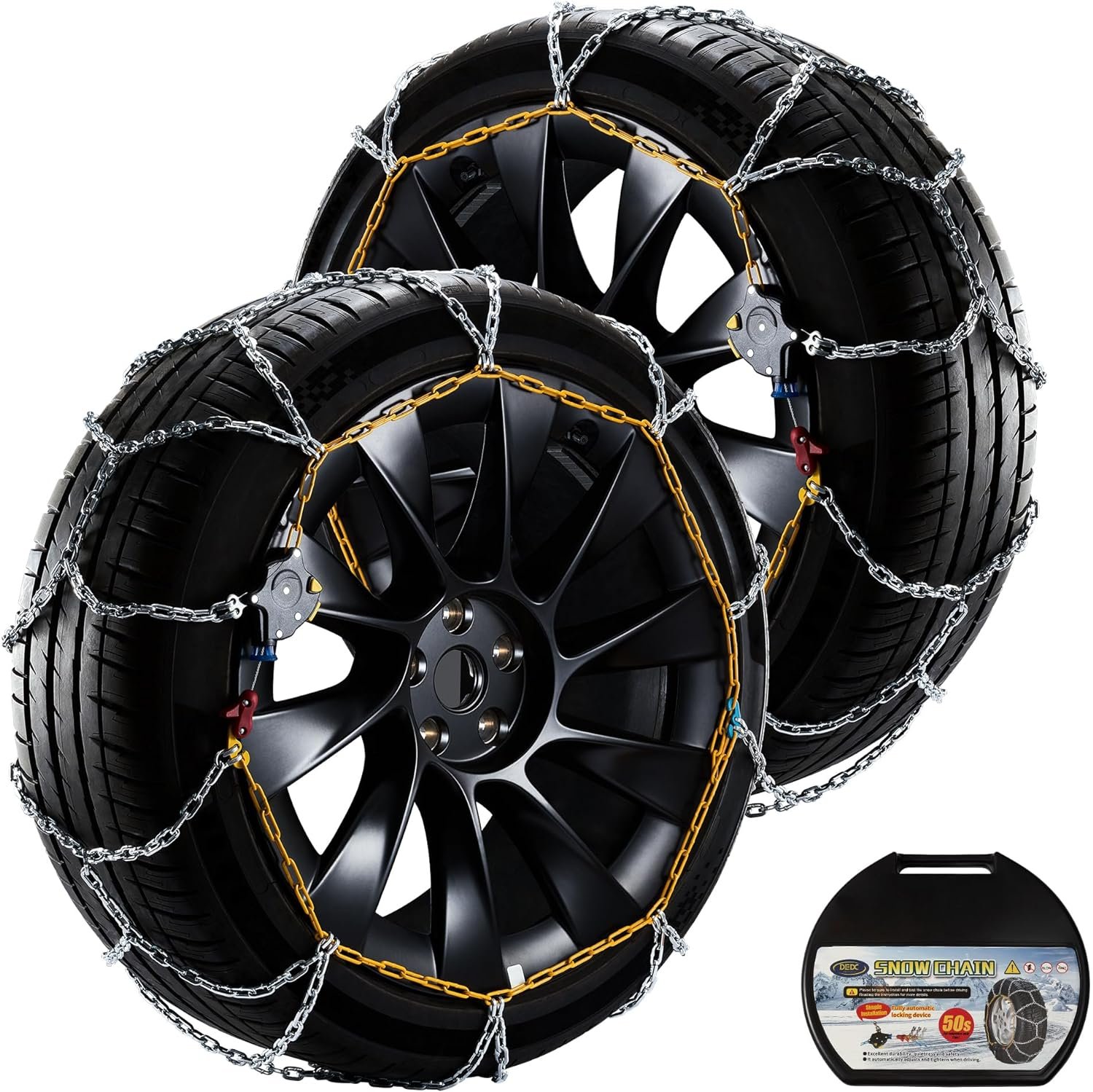 DEDC Snow Chains for Car - 1 Min Quick Fit Easy